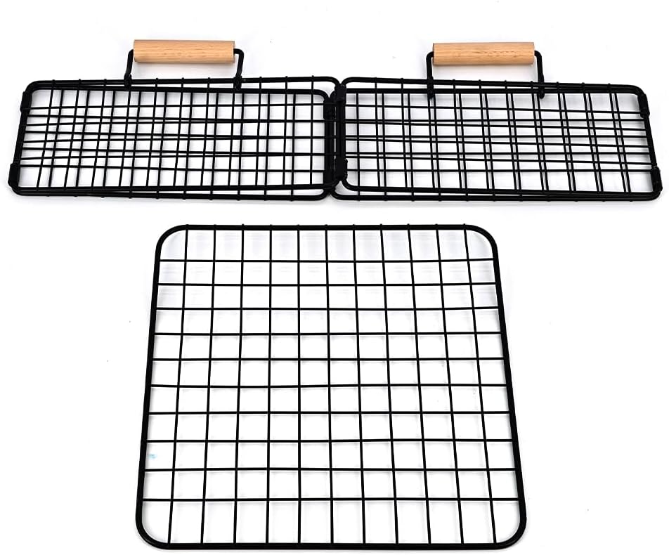 Foldable Wire Storage Basket with Wooden Handle