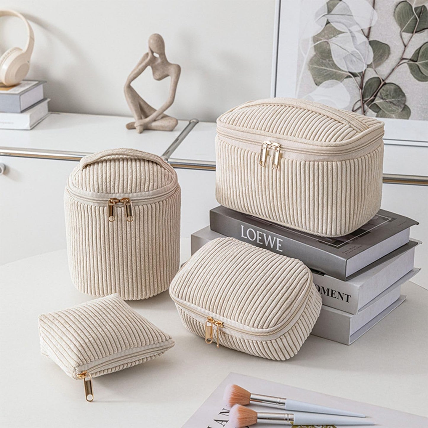 Corduroy Makeup Bag Set