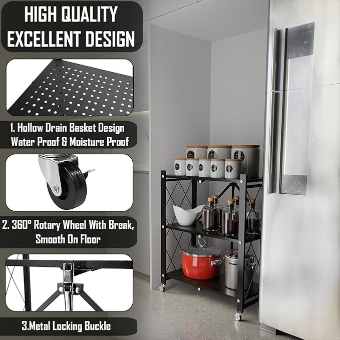 3-Tier Shelf Foldable Storage Shelving Unit