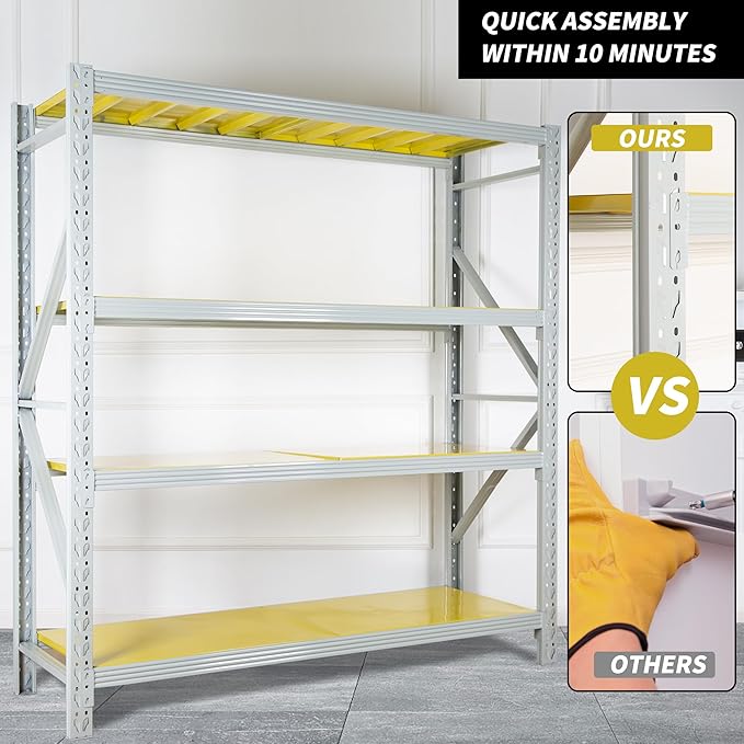4-Tier Storage Shelf (Grey & Yellow)