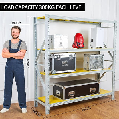 4-Tier Storage Shelf (Grey & Yellow)