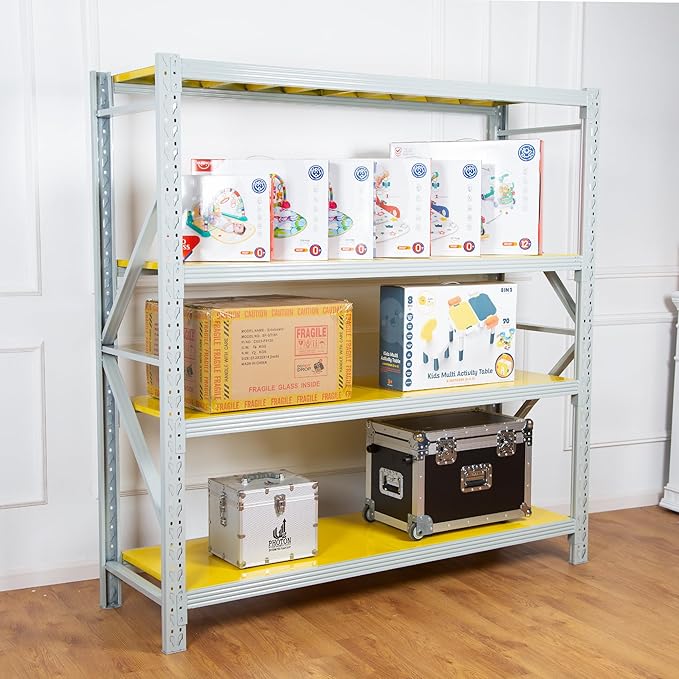 4-Tier Storage Shelf (Grey & Yellow)