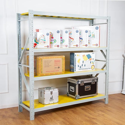 4-Tier Storage Shelf (Grey & Yellow)