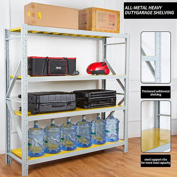 4-Tier Storage Shelf (Grey & Yellow)