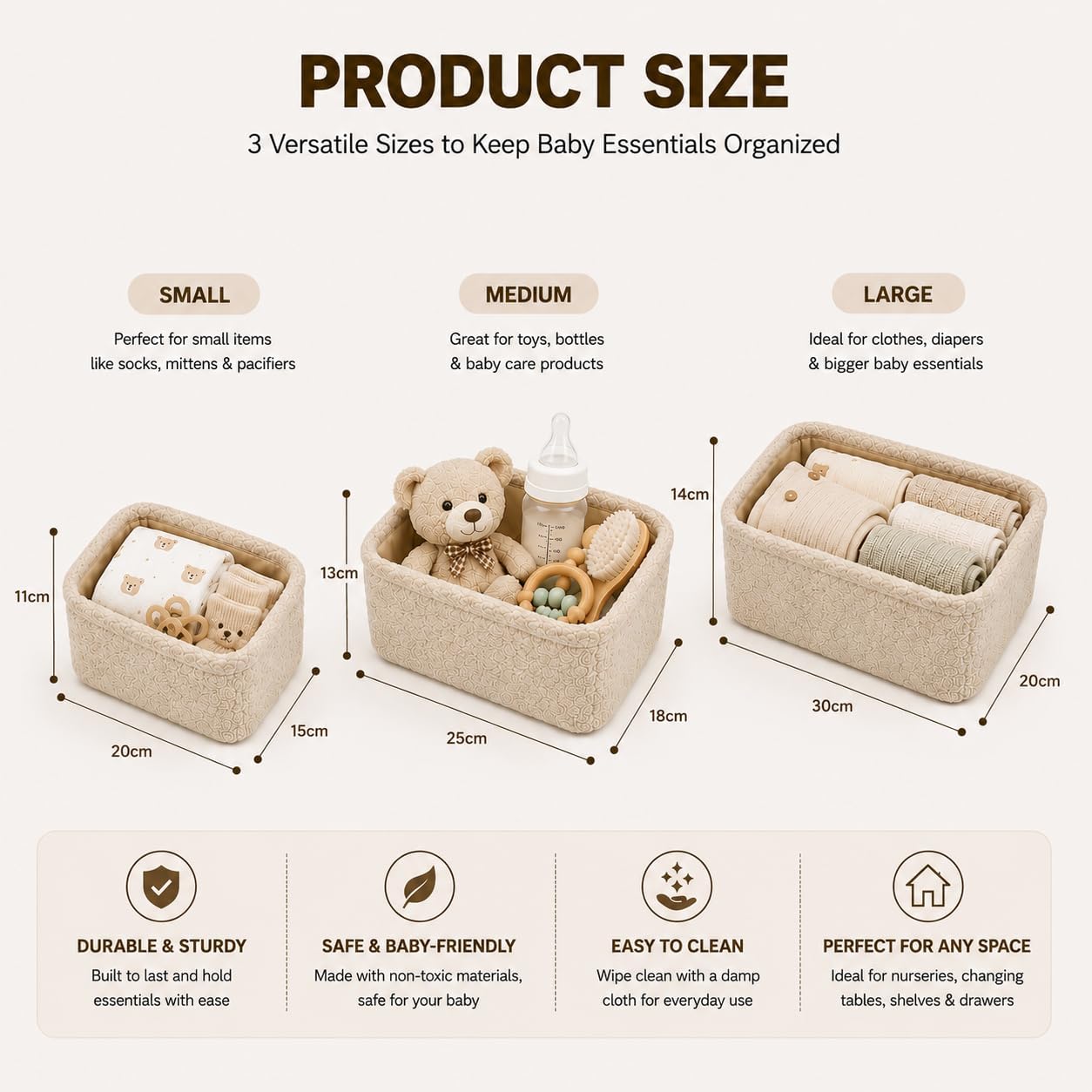 Teddy Fabric Storage Baskets