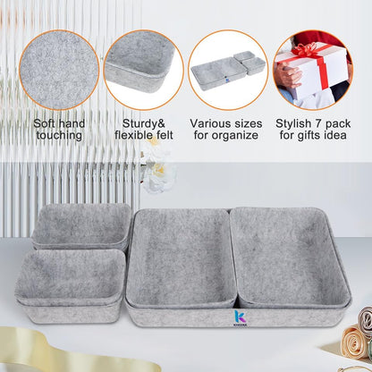 7 PCS Drawer Organiser Divider Trays