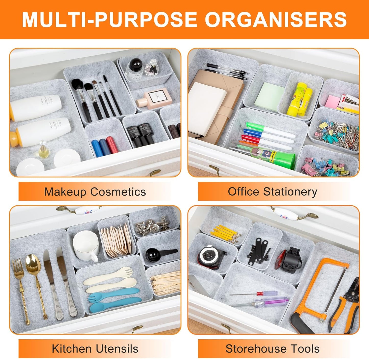 7 PCS Drawer Organiser Divider Trays